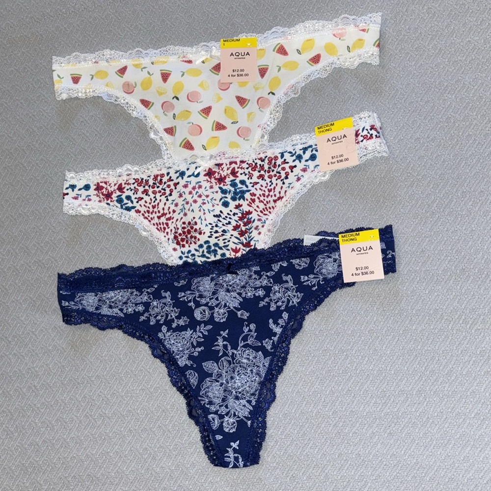 NWT Aqua Bundle of Medium Thong Panties - Picture 2 of 8